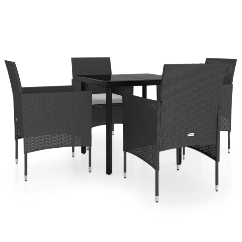 Bowery Hill PE Rattan & Powder-Coated Steel Garden Dining Set in Black