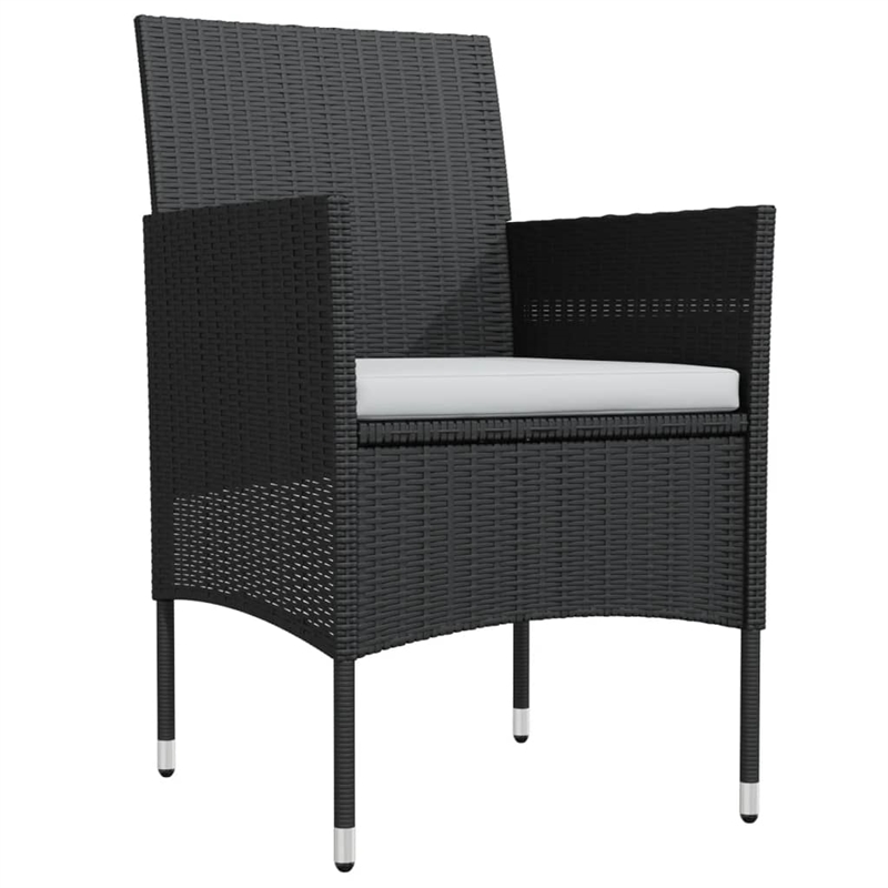 Bowery Hill PE Rattan & Powder-Coated Steel Garden Dining Set in Black
