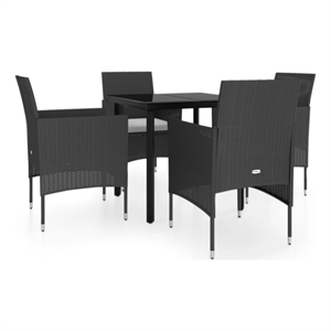 Bowery Hill PE Rattan & Powder-Coated Steel Garden Dining Set in Black
