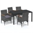 Bowery Hill PE Rattan Medium Durable 5 Piece Dining Set in Gray