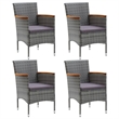 Bowery Hill PE Rattan Medium Durable 5 Piece Dining Set in Gray