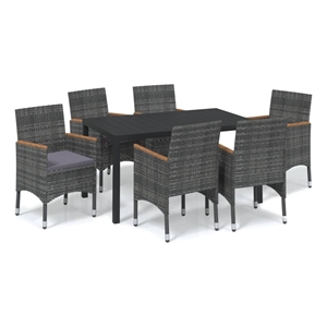 Bowery Hill Contemporary Weather-Resistant Dining Set in Gray/Black/Dark Gray