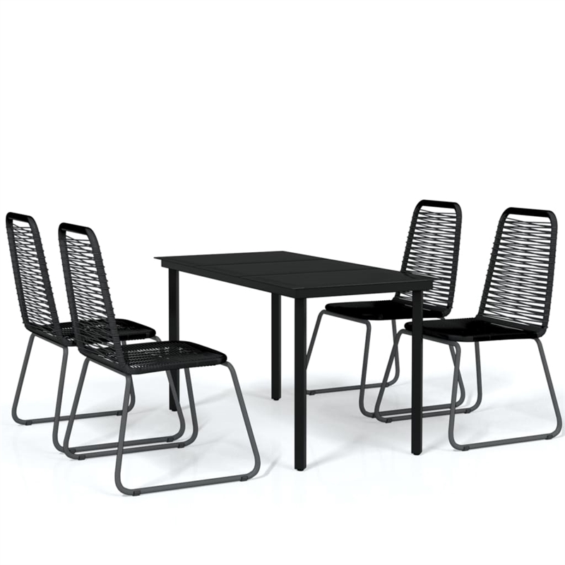 Bowery Hill Contemporary Powder-Coated Garden Dining Set in Black