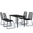 Bowery Hill Contemporary Powder-Coated Garden Dining Set in Black