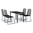 Bowery Hill Contemporary Powder-Coated Garden Dining Set in Black