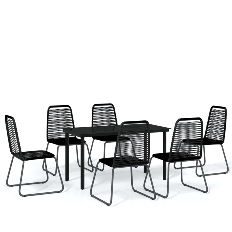 Bowery Hill Powder-Coated Steel & PE Rattan Large Garden Dining Set in Black