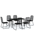 Bowery Hill Powder-Coated Steel & PE Rattan Large Garden Dining Set in Black
