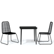 Bowery Hill Powder-Coated Steel & PE Rattan Garden Dining Set in Black