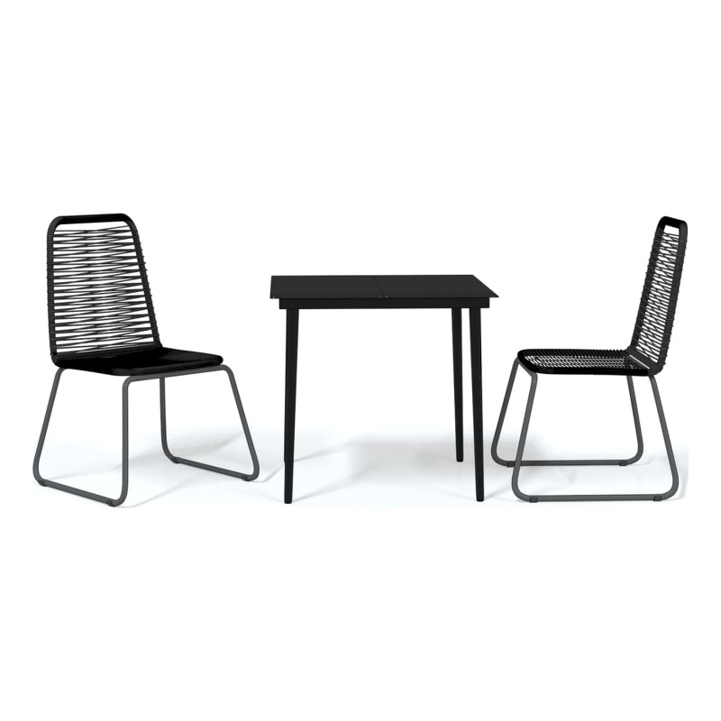 Bowery Hill Powder-Coated Steel & PE Rattan Garden Dining Set in Black