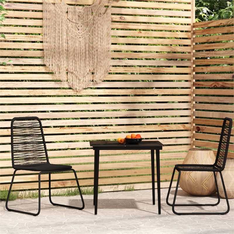 Bowery Hill Powder-Coated Steel & PE Rattan Garden Dining Set in Black