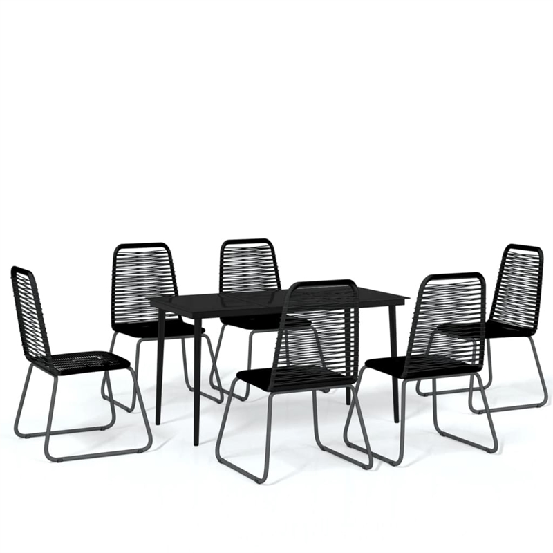 Bowery Hill Contemporary Powder-Coated Garden Dining Set in Black