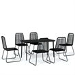 Bowery Hill Contemporary Powder-Coated Garden Dining Set in Black