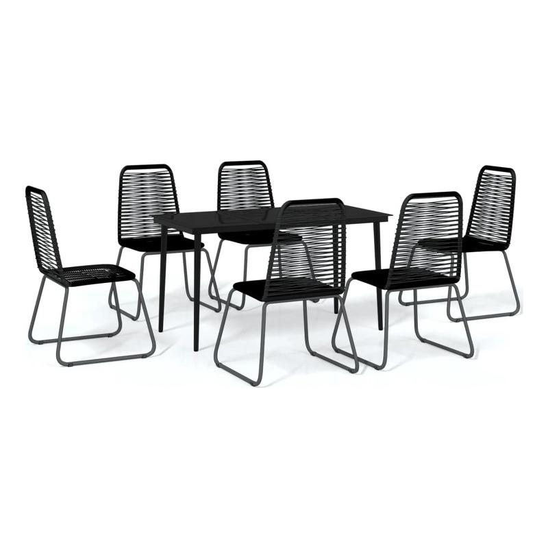 Bowery Hill Contemporary Powder-Coated Garden Dining Set in Black