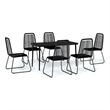 Bowery Hill Contemporary Powder-Coated Garden Dining Set in Black
