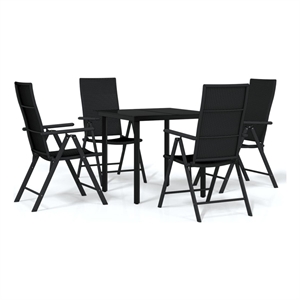 Bowery Hill Contemporary Weather-Resistant Garden Dining Set in Black