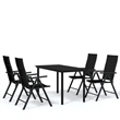 Bowery Hill PE Rattan/Powder-Coated Steel Garden Dining Set in Black