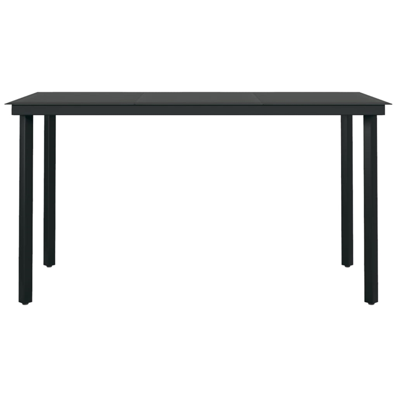 Bowery Hill PE Rattan/Powder-Coated Steel Garden Dining Set in Black