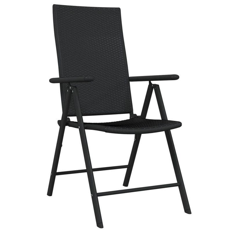 Bowery Hill PE Rattan/Powder-Coated Steel Garden Dining Set in Black