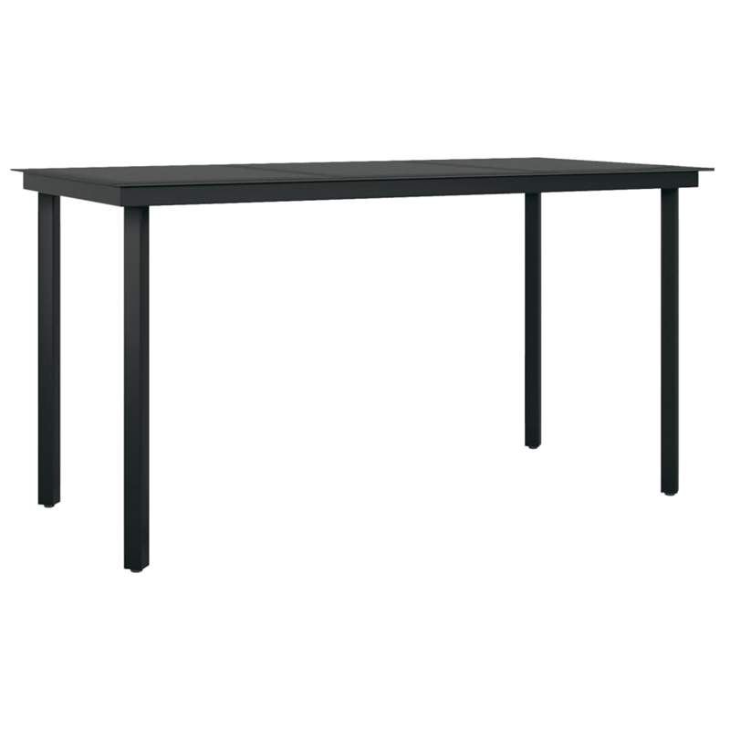 Bowery Hill PE Rattan/Powder-Coated Steel Garden Dining Set in Black