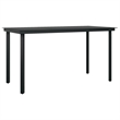 Bowery Hill PE Rattan/Powder-Coated Steel Garden Dining Set in Black