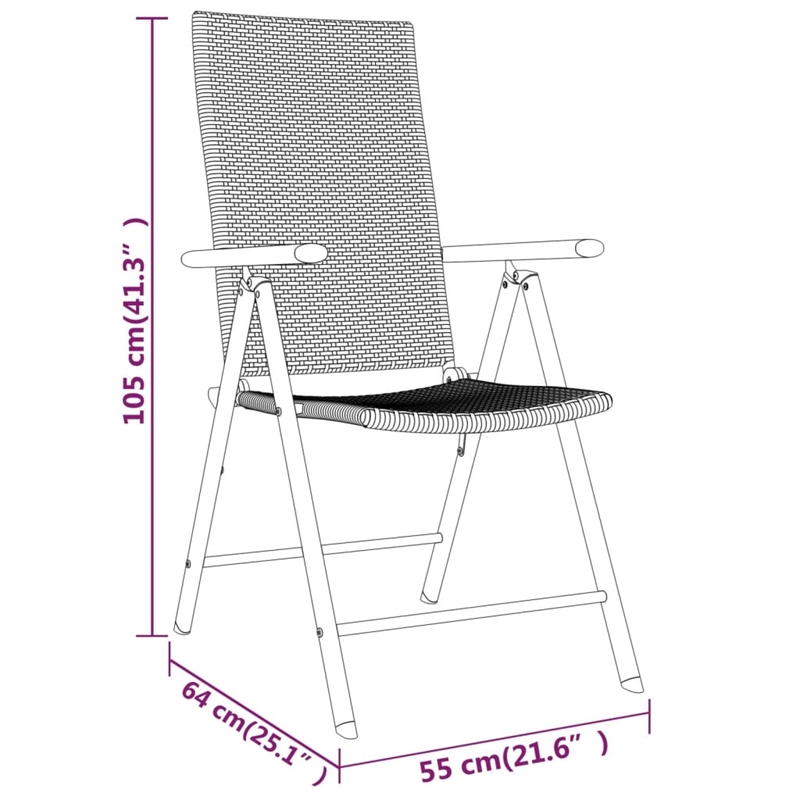 Bowery Hill PE Rattan/Powder-Coated Steel Garden Dining Set in Black