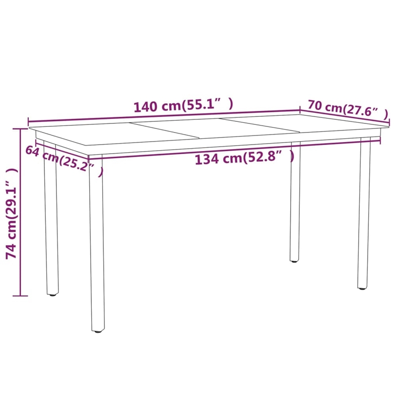 Bowery Hill PE Rattan/Powder-Coated Steel Garden Dining Set in Black