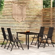 Bowery Hill PE Rattan/Powder-Coated Steel Garden Dining Set in Black