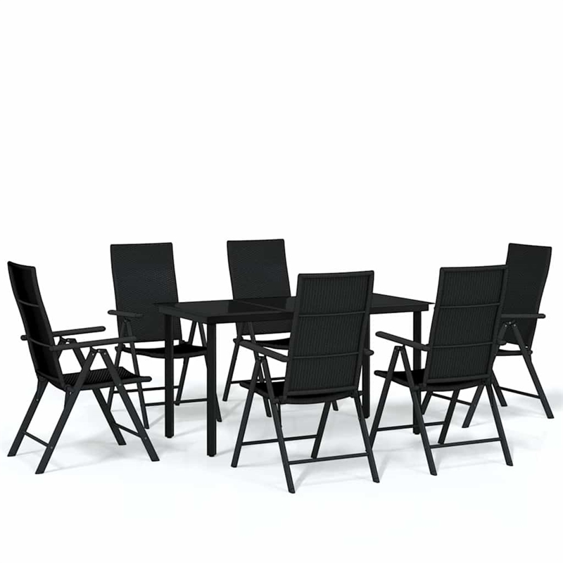 Bowery Hill Contemporary Weather-Resistant Garden Dining Set in Black