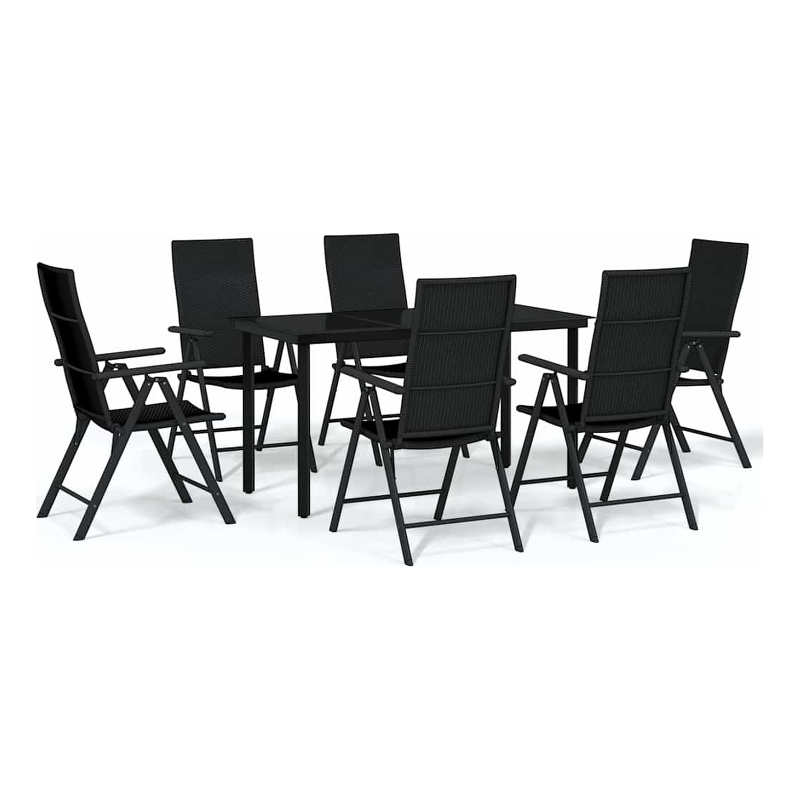 Bowery Hill Contemporary Weather-Resistant Garden Dining Set in Black