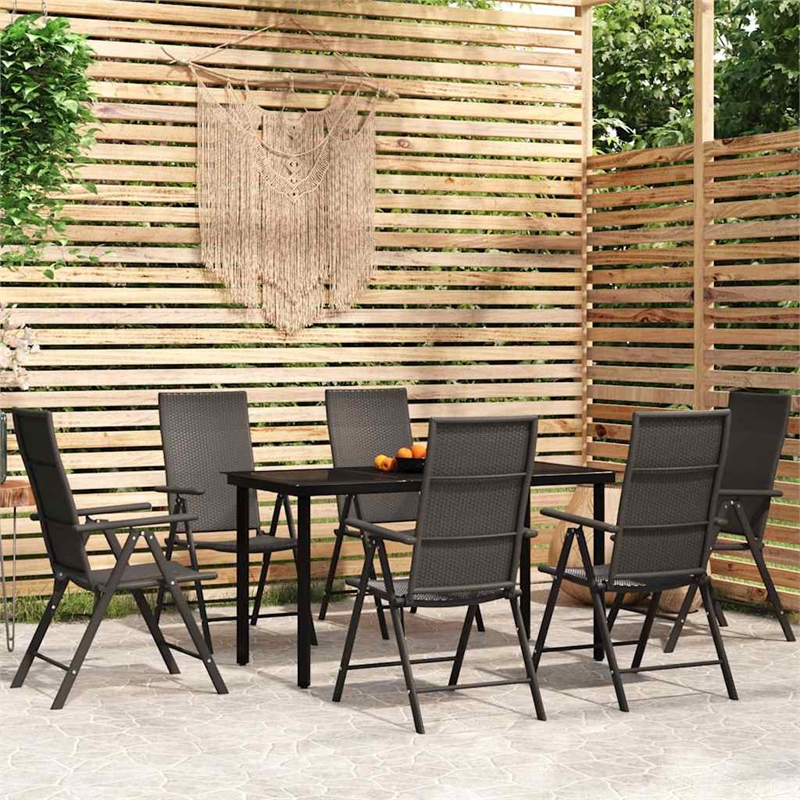 Bowery Hill Contemporary Weather-Resistant Garden Dining Set in Black