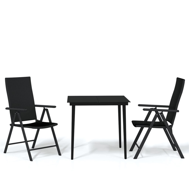 Bowery Hill Powder-Coated Steel & PE Rattan Garden Dining Set in Black