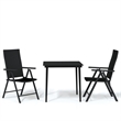 Bowery Hill Powder-Coated Steel & PE Rattan Garden Dining Set in Black