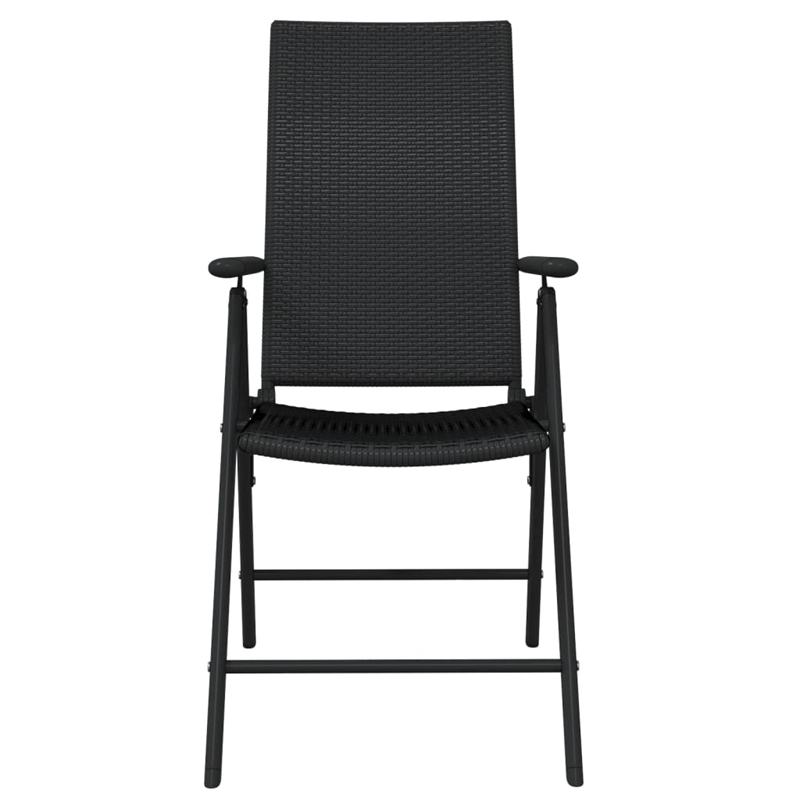 Bowery Hill Powder-Coated Steel & PE Rattan Garden Dining Set in Black