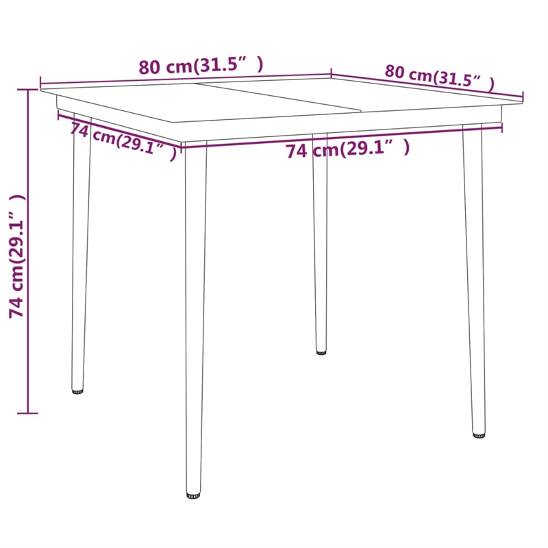Bowery Hill Powder-Coated Steel & PE Rattan Garden Dining Set in Black