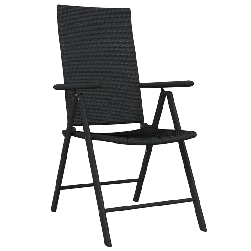 Bowery Hill Powder-Coated Steel & PE Rattan Garden Dining Set in Black