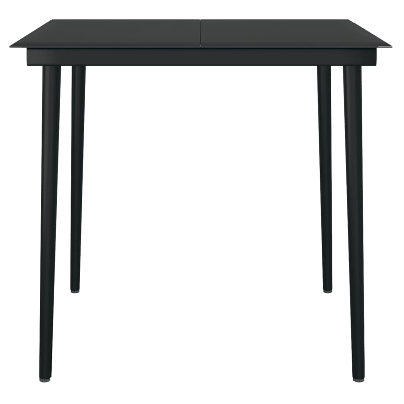 Bowery Hill Powder-Coated Steel & PE Rattan Garden Dining Set in Black