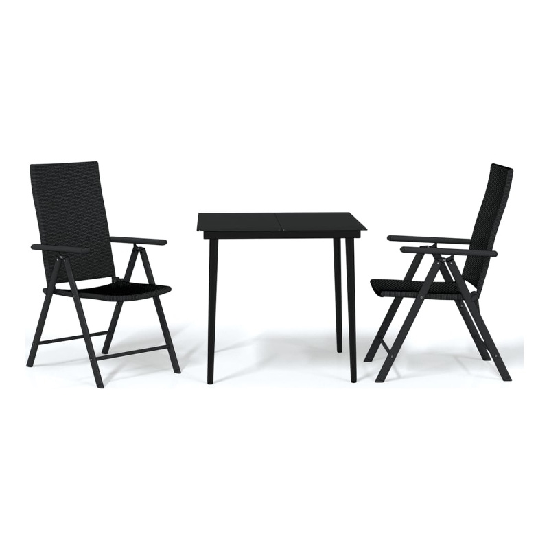 Bowery Hill Powder-Coated Steel & PE Rattan Garden Dining Set in Black