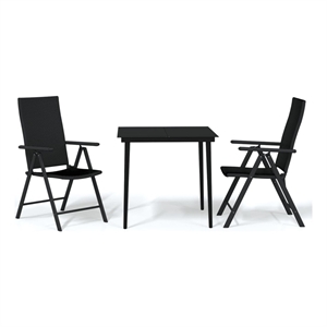 Bowery Hill Powder-Coated Steel & PE Rattan Garden Dining Set in Black
