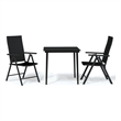 Bowery Hill Powder-Coated Steel & PE Rattan Garden Dining Set in Black