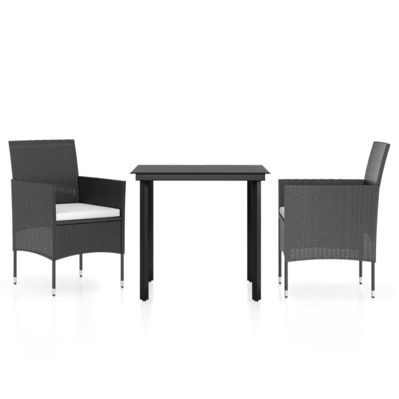 Bowery Hill PE Rattan & Powder-Coated Steel Garden Dining Set in Black