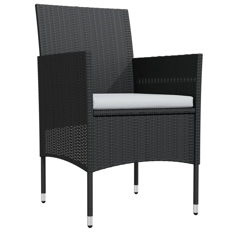 Bowery Hill PE Rattan & Powder-Coated Steel Garden Dining Set in Black