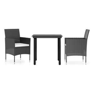 Bowery Hill PE Rattan & Powder-Coated Steel Garden Dining Set in Black