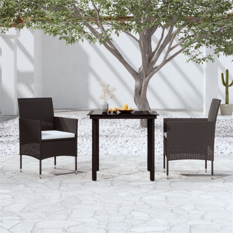 Bowery Hill PE Rattan & Powder-Coated Steel Garden Dining Set in Black