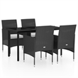 Bowery Hill Contemporary PE Rattan Durable Garden Dining Set in Black