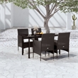 Bowery Hill Contemporary PE Rattan Durable Garden Dining Set in Black