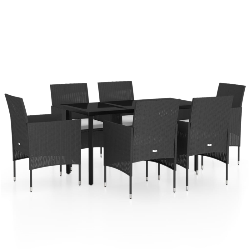 Bowery Hill PE Rattan & Powder-Coated Steel Garden Dining Set in Black