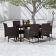 Bowery Hill PE Rattan & Powder-Coated Steel Garden Dining Set in Black