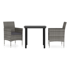 Bowery Hill Contemporary Garden Dining Set in Gray and Black