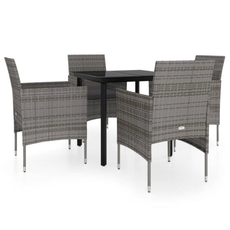 Bowery Hill PE Rattan & Powder-Coated Steel Garden Dining Set in Gray