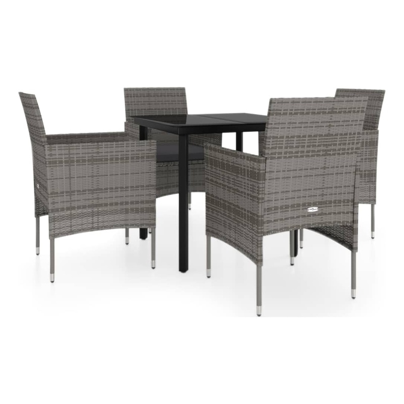 Bowery Hill PE Rattan & Powder-Coated Steel Garden Dining Set in Gray